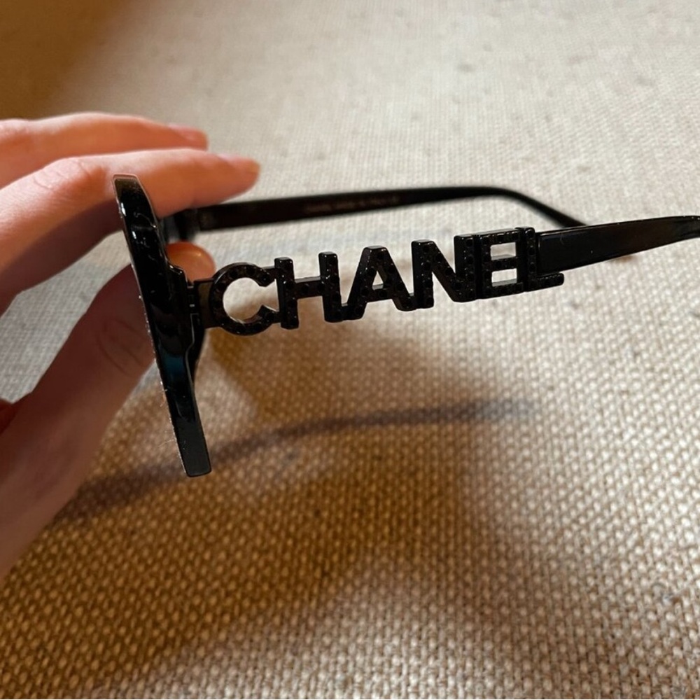 CHANEL Acetate Strass Square Sunglasses
5422 Black Word Butterfly Sunglasses - Picture 5 of 9